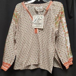 NWT Emerson Fry India Collection small organic cotton top.